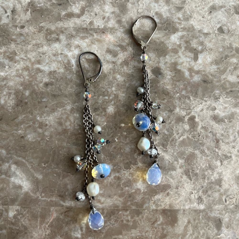 Sterling Silver Dangle Crystal Earrings